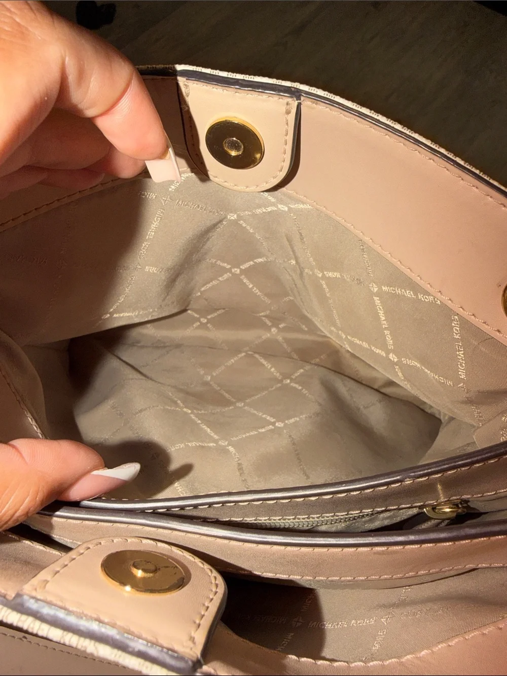 Michael Kors Cream and Blush Signature Satchel